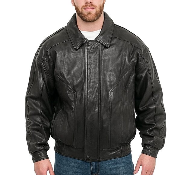 Global Identity Men’s Leather Jacket Size 2XL Black EUC - Picture 1 of 11